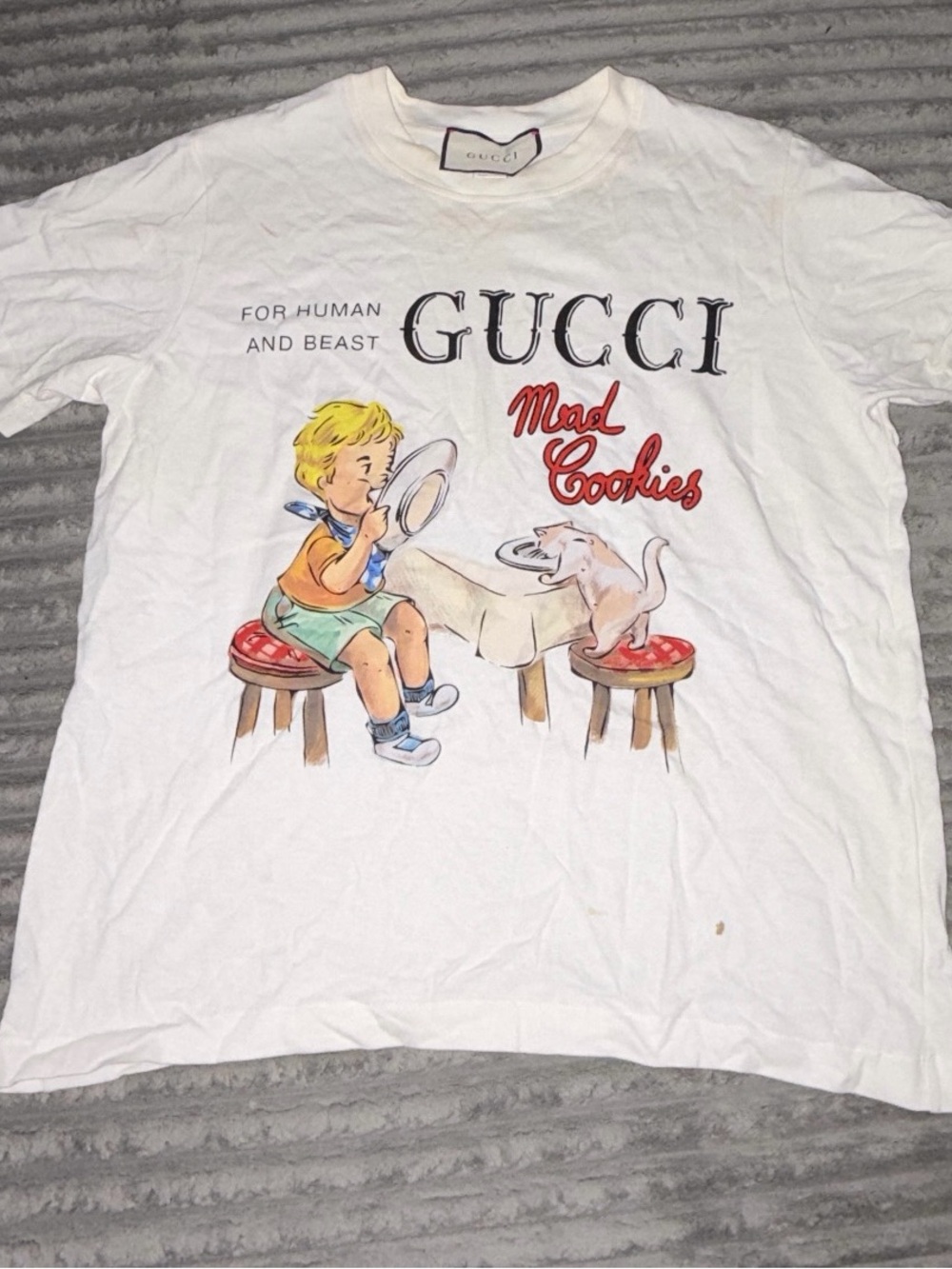 Gucci White Kids 'Mad Cookies' Graphic Tee with Playful Illustration